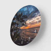 美しい夕焼け ラウンド壁時計 (傾斜)