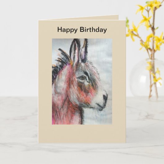 美しい多彩のろばのバースデー・カード カード (黄色い花)