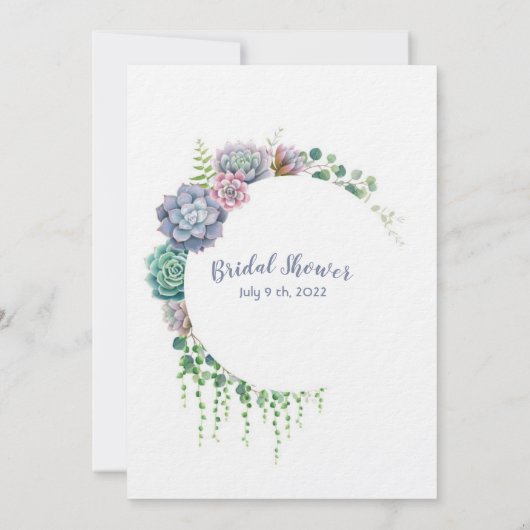 美しい多肉ブライダルシャワー 招待状 (裏面)
