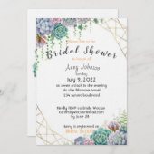 美しい多肉ブライダルシャワー 招待状 (正面/裏面)