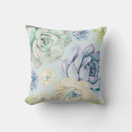 美しい多肉性の花水色シームレス クッション