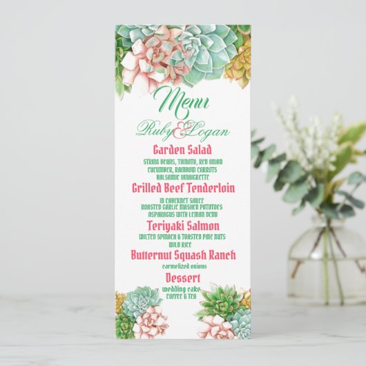 美しい多肉株結婚のメニューカード メニュー (スタンド正面)