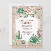 美しい多肉植物のサボテン太陽幾何学的なウェディング 招待状 (正面)