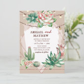 美しい多肉植物のサボテン太陽幾何学的なウェディング 招待状 (スタンド正面)