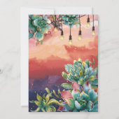 美しい多肉植物サボテンのサンセットソ結婚カル 招待状 (裏面)