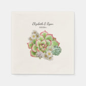 美しい多肉白い花結婚の香り スタンダードカクテルナプキン (正面)