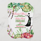 美しい多肉結婚ブライダルシャワーカード 招待状 (正面/裏面)