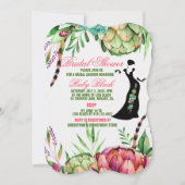 美しい多肉結婚ブライダルシャワーカード 招待状 (正面)