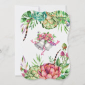 美しい多肉結婚ブライダルシャワーカード 招待状 (裏面)