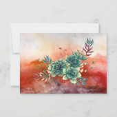 美しい多肉質の夕焼けオレンジ結婚色 出欠カード (裏面)