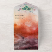 美しい多肉質サンセットハートジオメト結婚リ オールインワン招待状 (外側)