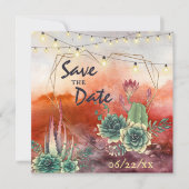 美しい多肉質サンセットハートジオメト結婚リ セーブザデート (正面)