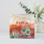 美しい多肉質サンセットハートジオメト結婚リ 招待状 (スタンド正面)