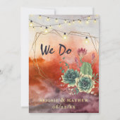 美しい多肉質サンセットハートジオメト結婚リ 招待状 (裏面)