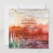 美しい多肉質サンセットハートジオメト結婚リ 招待状 (裏面)