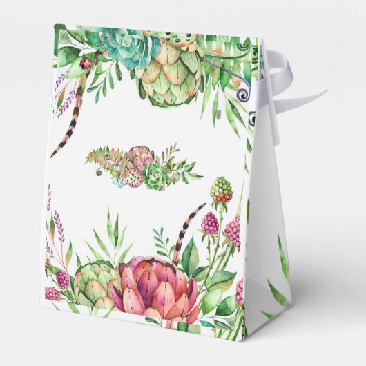 美しい多肉類結婚式の引き出物箱 フェイバーボックス (裏面サイド)