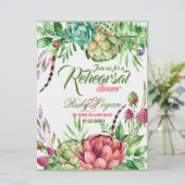 美しい多肉食結婚のリハーサルのディナーカード 招待状 (スタンド正面)