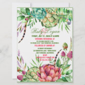 美しい多肉食結婚のリハーサルのディナーカード 招待状 (裏面)