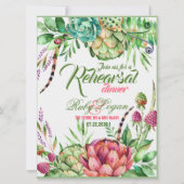 美しい多肉食結婚のリハーサルのディナーカード 招待状 (正面)