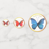 美しい多色の蝶とゴールドフレーム コンフェッティ (正面)