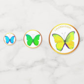 美しい多色の蝶とゴールドフレーム コンフェッティ (裏面)