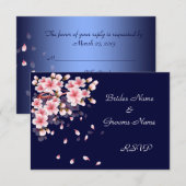 美しい夜桜RSVPカード 出欠カード (正面/裏面)