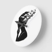 美しい夜空の蝶のアート ラウンド壁時計 (傾斜)