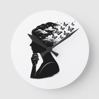 美しい夜空の蝶のアート ラウンド壁時計