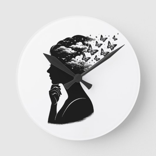 美しい夜空の蝶のアート ラウンド壁時計 (正面)