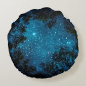美しい夜空、天の川、木々。  ラウンドクッション (裏面)