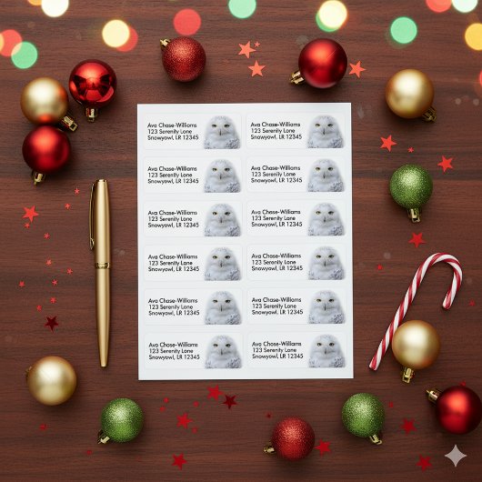 美しい夢と穏やかな雪ふくろう ラベル