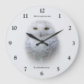 美しい夢と穏やかな雪ふくろう ラージ壁時計 (正面)