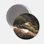 美しい夢を見る森の妖精の丸い磁石 マグネット (正面/裏面)