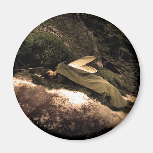 美しい夢を見る森の妖精の丸い磁石 マグネット (正面)