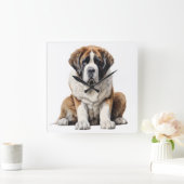 美しい大きなサンバーナード犬 スクエア壁時計 (ホーム)