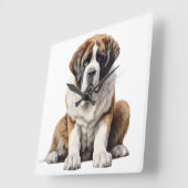 美しい大きなサンバーナード犬 スクエア壁時計 (傾斜)