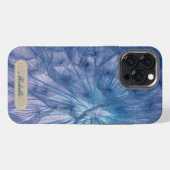 美しい大きなフワフワの青いタンポポ iPhoneケース (裏面横)