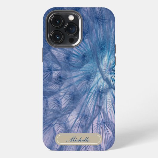 美しい大きなフワフワの青いタンポポ iPhoneケース (裏面)