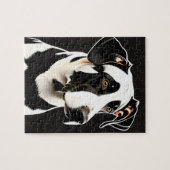 美しい大きな白黒の犬のポートレート ジグソーパズル (横)