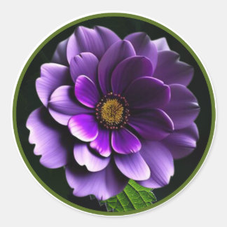 美しい大きな紫のバラの芸術的デザイン ラウンドシール
