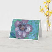 美しい大きな紫色の花のノートカード カード (黄色い花)