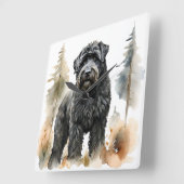 美しい大きな黒いテリアロシアの犬 スクエア壁時計 (傾斜)