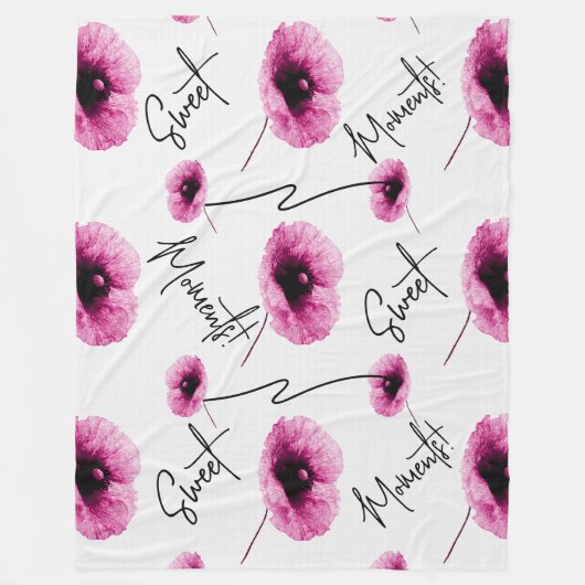 美しい大型ピンクフローラフリースブランケット フリースブランケット (正面)