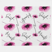 美しい大型ピンクフローラフリースブランケット フリースブランケット (正面(横))