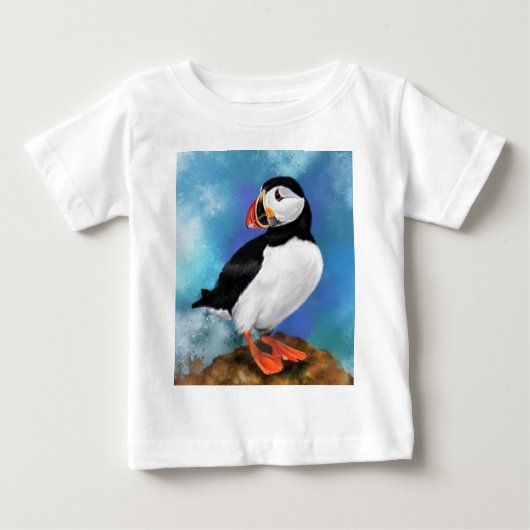 美しい大西洋のパフィンの鳥のベビーTシャツ ベビーTシャツ (正面)