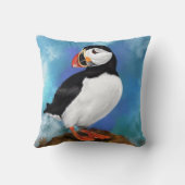 美しい大西洋のパフィン絵画の鳥のミニアート クッション (裏面)