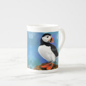 美しい大西洋のパフィン絵画バードのミグンドアート ボーンチャイナマグカップ (正面右)