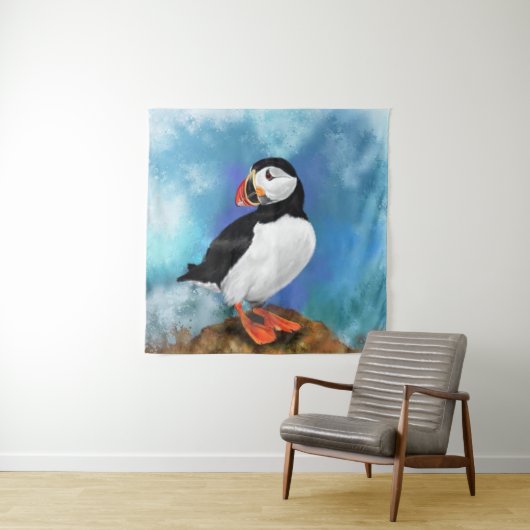 美しい大西洋のパフィン絵画バードテーペストリー タペストリー (インサイチュ)