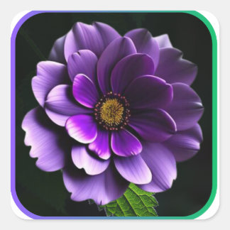 美しい大輪の紫色のバラの芸術的デザイン スクエアシール