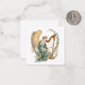 美しい天使がハープを弾く水彩画 ノートカード (正面/裏面インサイチュ)